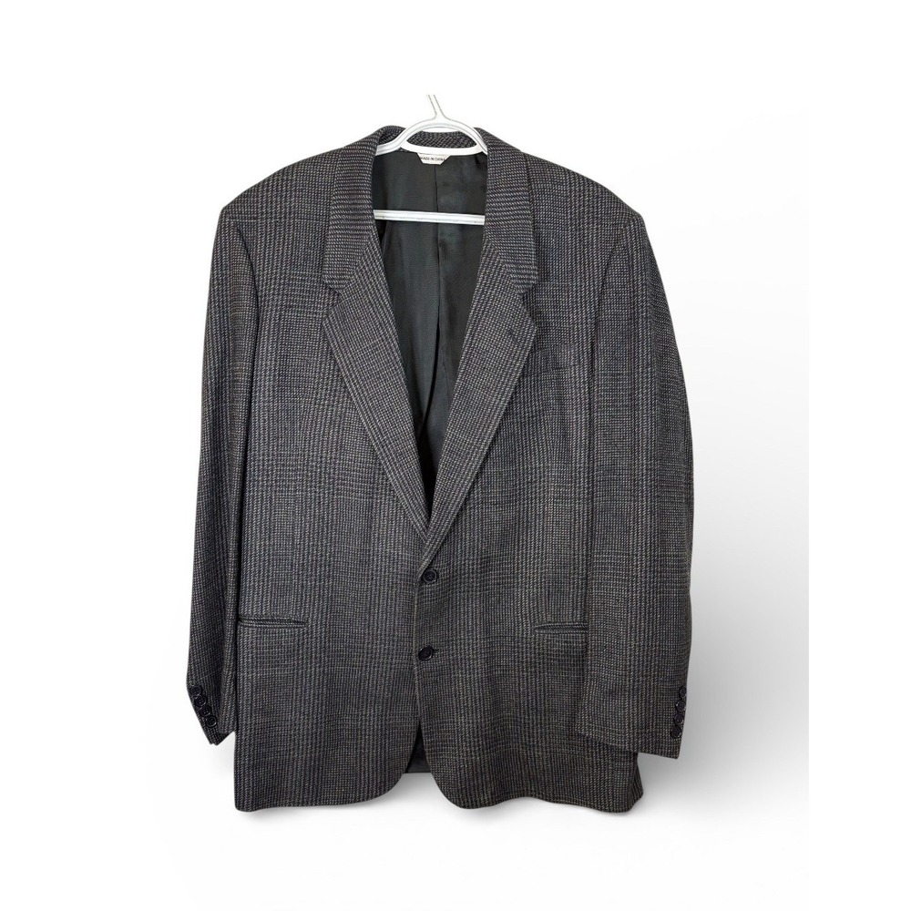 CELLINI COLLECTION Mens Plaid Hand Tailored 100% Silk Sport Coat Blazer 42L